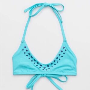 Aerie • NWY Blue Voop Studded Women's Bikini Top